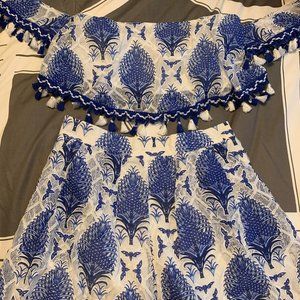 Vestique Blue and White Lace Set